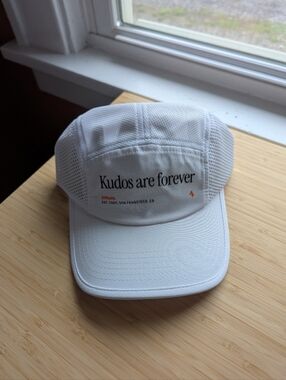 White 'Kudos are forever' Strava the Feed Running Cap